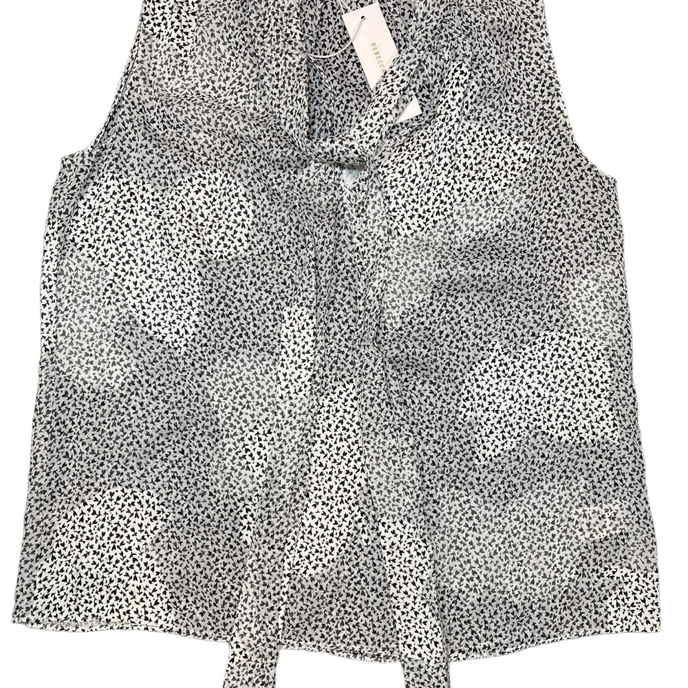 ⚡️SOLD⚡️Rebecca Taylor Silk Floral Sleeveless Tank Top Gray White Blouse - Picture 11 of 16